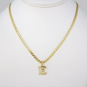 Gold Initial 'E' Pendant Necklace